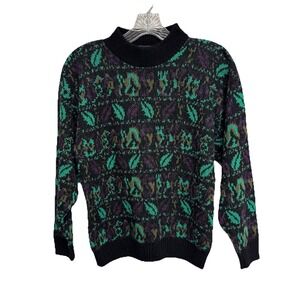 VTG 80s Geometric AOP Wool Mohair AOP Sweater Burlington Sweater‎ M